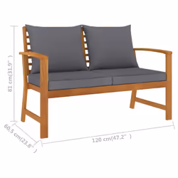 VidaXL 311830 banc de jardin Bois d'acacia, Tissu, Polyester - Vue supplémentaire 6
