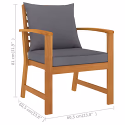 VidaXL 311832 chaise d'extérieur Terrace Siège rembourré Bois d'acacia, Polyester Gris - Vue supplémentaire 6