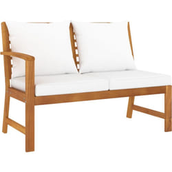 Banc de jardin 114,5 cm avec coussin crème Bois solide d'acacia