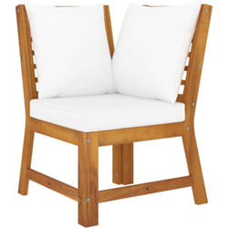 vidaXL Canapé d'angle sectionnel et coussin crème Bois d'acacia massif - TU