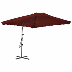 vidaXL Parasol de jardin et mât en acier rouge bordeaux 250x250x230 cm - TU