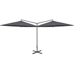 Parasol double avec mât en acier Anthracite 600 cm