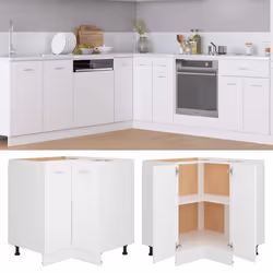 vidaXL Armoire de plancher d'angle "Lyon" blanc 75,5x75,5x81,5 cm