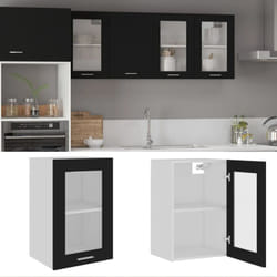 Armoire en verre suspendue Noir 40x31x60 cm Bois d'ingénierie Vidaxl