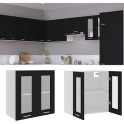 Armoire en verre suspendue Noir 60x31x60 cm Aggloméré Vidaxl