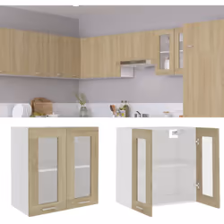 Cette armoire en verre suspendue, au design simple, optimise votre espace de cuisine et offre un espace de rangement suffisan ...