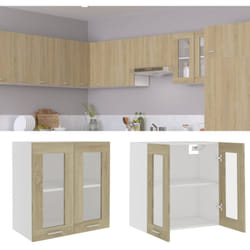 vidaXL Armoire en verre suspendue "Lyon" Chêne sonoma