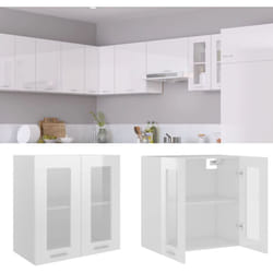 Armoire en verre suspendue Blanc brillant Bois d'ingénierie Vidaxl
