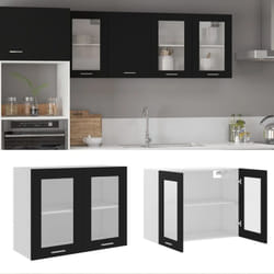 Armoire en verre suspendue Noir 80x31x60 cm Bois d'ingénierie Vidaxl