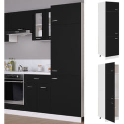 Armoire réfrigérateur Noir 60x57x207 cm Bois d'ingénierie Vidaxl