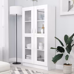vidaXL Armoire à vitrine Blanc 82,5x30,5x150 cm Bois d'ingénierie - TU