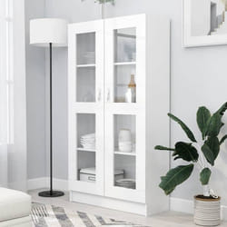 vidaXL Armoire à vitrine Blanc 82,5x30,5x150 cm Bois d'ingénierie - TU