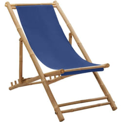 Vidaxl - Chaise de terrasse Bambou et toile Bleu marine