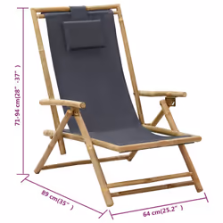 VidaXL 313024 chaise d'extérieur Terrace Siège rembourré Bambou, Polyester - Vue supplémentaire 8