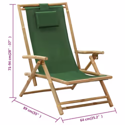 VidaXL 313027 chaise d'extérieur Terrace Siège rembourré Bambou, Polyester - Vue supplémentaire 8