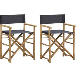 Vidaxl - Chaises pliables de directeur lot de 2 Gris foncé Bambou tissu
