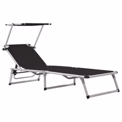 VidaXL 312458 chaise d'extérieur Linge Aluminium, Acier, Textile Noir