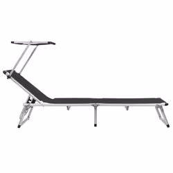 VidaXL 312458 chaise d'extérieur Linge Aluminium, Acier, Textile Noir - Vue supplémentaire 4