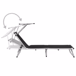VidaXL 312458 chaise d'extérieur Linge Aluminium, Acier, Textile Noir - Vue supplémentaire 5