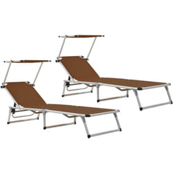 Vidaxl - Chaises longues pliables et toit lot de 2 Aluminium textilène