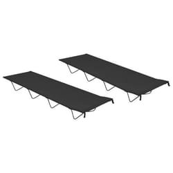 vidaXL Lits de camping 2 pcs 180x60x19 cm Tissu Oxford et acier Noir - TU