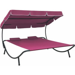 Vidaxl - Lit de repos d'extérieur avec auvent et oreillers Rose