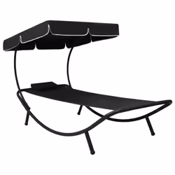 VidaXL 313533, Terrace, Siège rembourré, Oxford, Acier, Noir, 900 mm, 2000 mm
