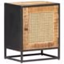 vidaXL Table de chevet 40x30x50 cm Bois de manguier et canne naturelle - TU
