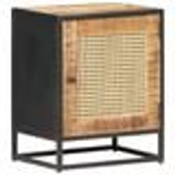 vidaXL Table de chevet 40x30x50 cm Bois de manguier et canne naturelle - TU