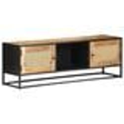 vidaXL Meuble TV 120x30x40 cm Bois de manguier brut et canne naturelle - TU