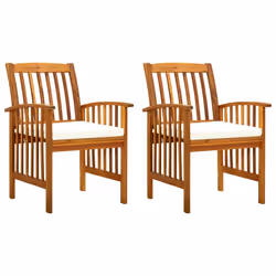 VidaXL 312129, Terrace, Siège rembourré, Bois d'acacia, Crème, Blanc, Polyester, 610 mm