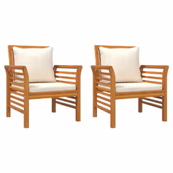 VidaXL 312137, Terrace, Siège rembourré, Bois d'acacia, Crème, Blanc, Polyester, 640 mm