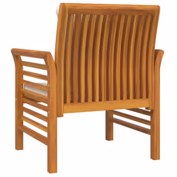 VidaXL 312137 chaise d'extérieur Terrace Siège rembourré Bois d'acacia Crème, Blanc - Vue supplémentaire 7