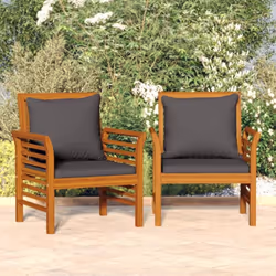 VidaXL 312138, Terrace, Siège rembourré, Bois d'acacia, Gris, Polyester, 640 mm