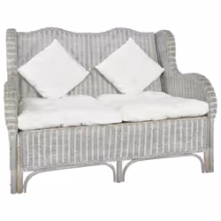 VidaXL 325467, Crème, Gris, 2 siège(s), Lin, Rotin, 1200 mm, 840 mm, 905 mm