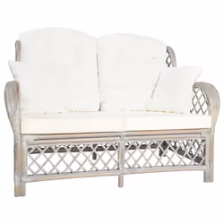 VidaXL 325473, Crème, Gris, 2 siège(s), Lin, Rotin, 1250 mm, 800 mm, 900 mm