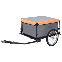 vidaXL Remorque de vélo gris et orange 65 kg - TU