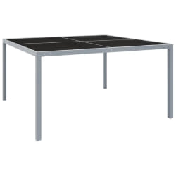 vidaXL Table de jardin 130x130x72 cm Gris Acier et verre - TU