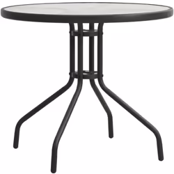 Cette table de jardin ronde ajoutera une touche d'élégance moderne à votre terrasse, balcon ou jardin avec son design sobre e ...