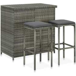 Vidaxl - Ensemble de bar 3 pcs Résine tressée Gris
