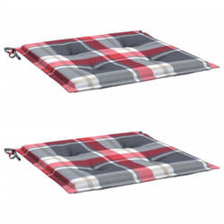Coussins de chaise de jardin lot de 2 carreaux rouges 50x50x3cm Vidaxl