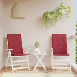 vidaXL Coussins de chaise jardin haut dossiers - Lot de 2 bordeaux