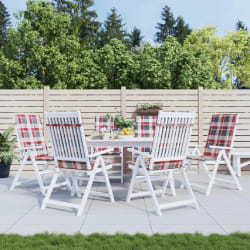 vidaXL Coussins de chaise de jardin haut - Lot de 6 - Carreaux rouges