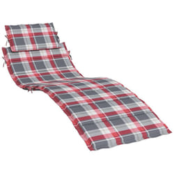 vidaXL Coussin de chaise longue à carreaux rouge 186x58x4 cm