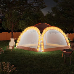 vidaXL Tente de réception LED et 4 parois 3,6x3,6x2,3 m Gris et orange - TU