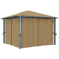 vidaXL Tonnelle avec rideau 300x300 cm Taupe Aluminium