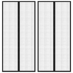 vidaXL Rideaux de porte anti-insectes 2 pcs et aimants noir 220x110 cm
