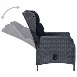 VidaXL 313300 chaise d'extérieur Terrace Siège rembourré Polyuréthane, Acier Noir, Gris - Vue supplémentaire 5