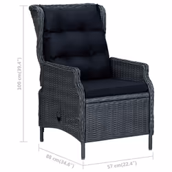 VidaXL 313300 chaise d'extérieur Terrace Siège rembourré Polyuréthane, Acier Noir, Gris - Vue supplémentaire 7