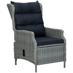 vidaXL Chaise inclinable de jardin coussins Résine tressée Gris clair - TU